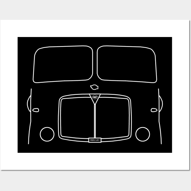 Vintage 1950s AEC Mercury lorry white outline graphic Wall Art by soitwouldseem